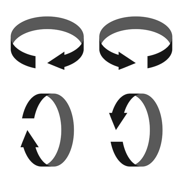 Vector icono de rotación en sentido horario y antihorario flecha de torsión rehacer cancelar fuerza física