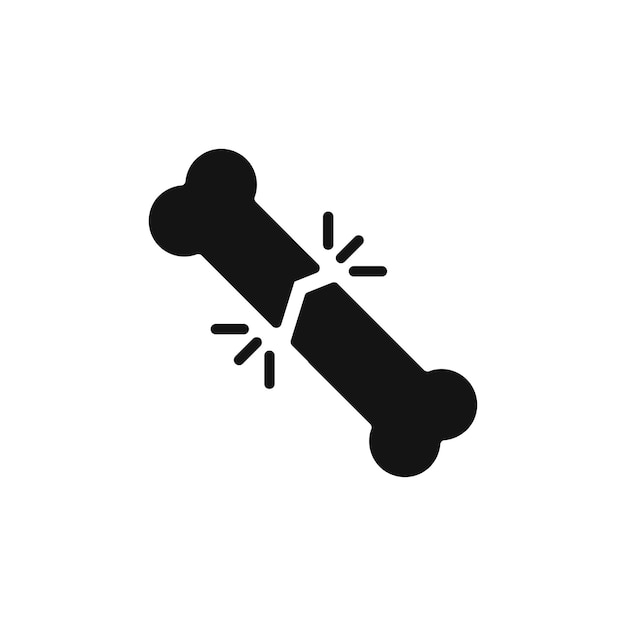Icono de rotura de hueso aislado en fondo blanco