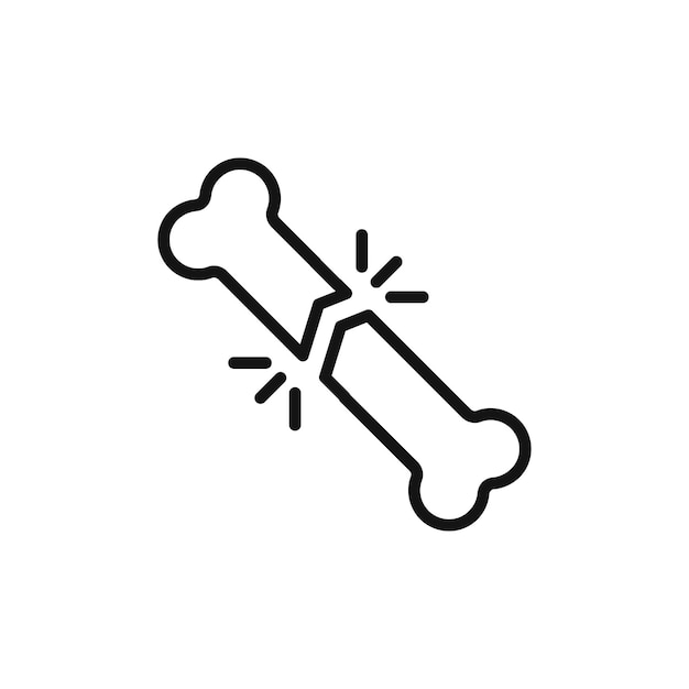 Icono de rotura de hueso aislado en fondo blanco