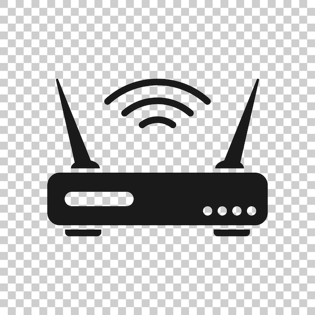 Vector icono de router wi-fi en estilo plano ilustración vectorial de banda ancha en fondo blanco aislado concepto de negocio de conexión a internet