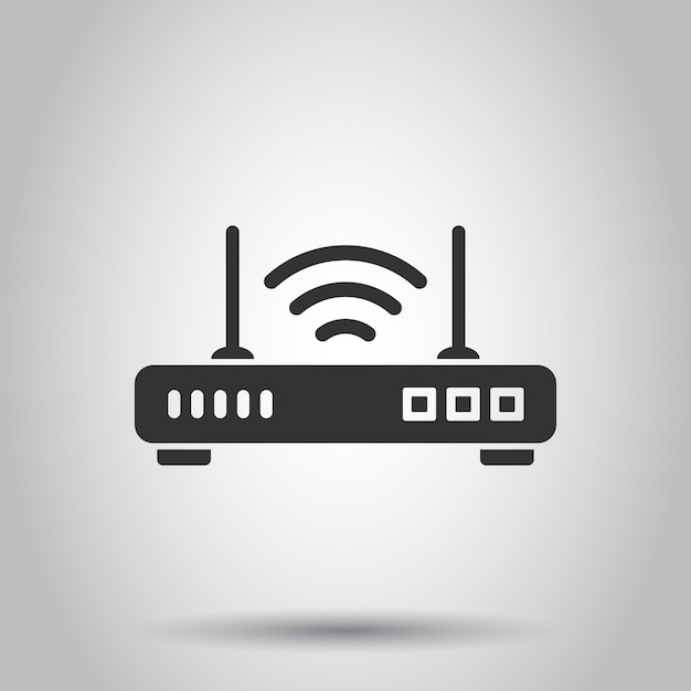 Icono de router Wi-Fi en estilo plano Ilustración vectorial de banda ancha en fondo blanco aislado Concepto de negocio de conexión a Internet