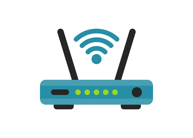 Vector icono de router wi-fi en estilo plano módem con señal wi-fi icono vectorial plano para aplicaciones y sitios web