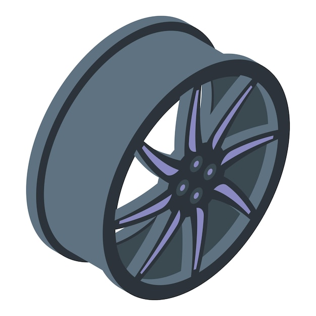 Icono de rueda de aluminio negro vector isométrico Reparación de automóviles Metal deportivo