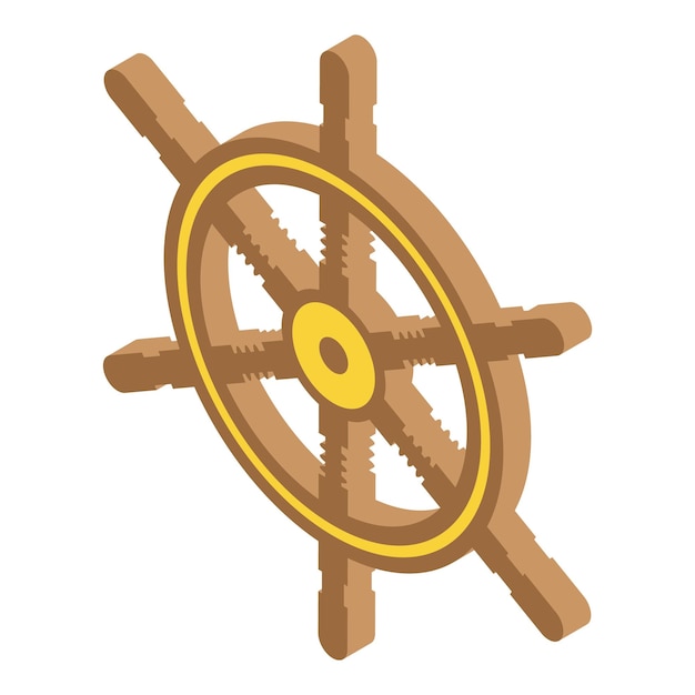 Vector icono de rueda de barco de aventura isométrico del icono de vector de rueda de barco de aventura para diseño web aislado sobre fondo blanco