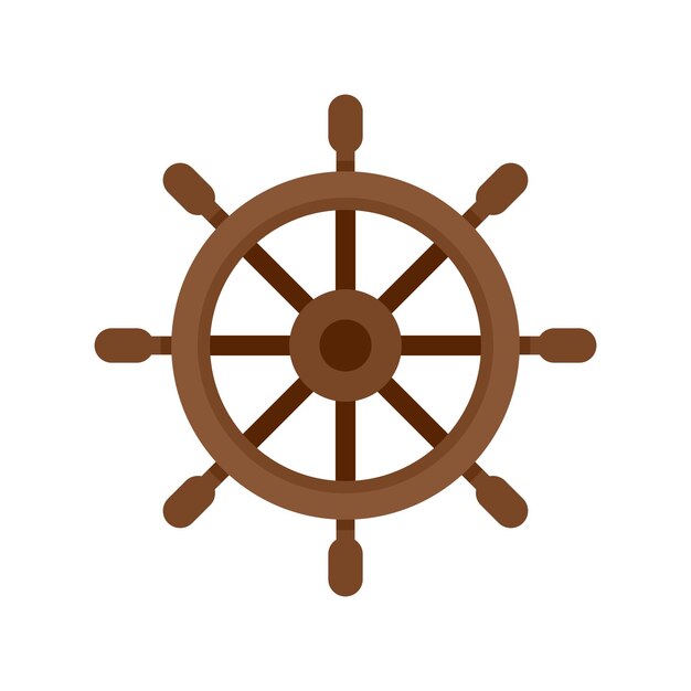 Icono de rueda de barco de mar Ilustración plana del icono de vector de rueda de barco de mar aislado sobre fondo blanco