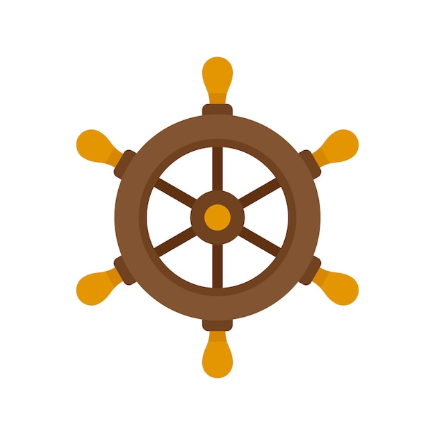 Icono de rueda de barco de la Marina Ilustración plana del icono de vector de rueda de barco de la Marina aislado sobre fondo blanco