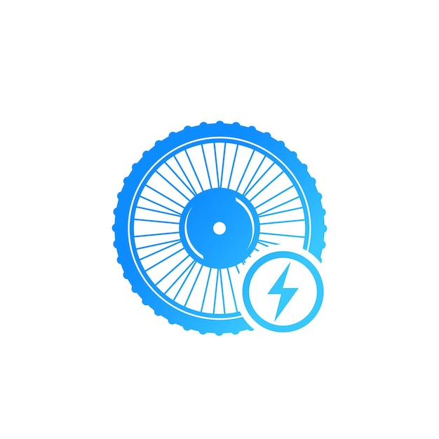 Vector icono de rueda de bicicleta eléctrica aislado en blanco