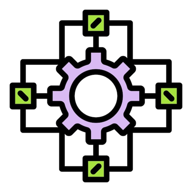 Icono de rueda de cambio de API Contorno Icono de vector de rueda de cambio de API para diseño web aislado en color plano de fondo blanco