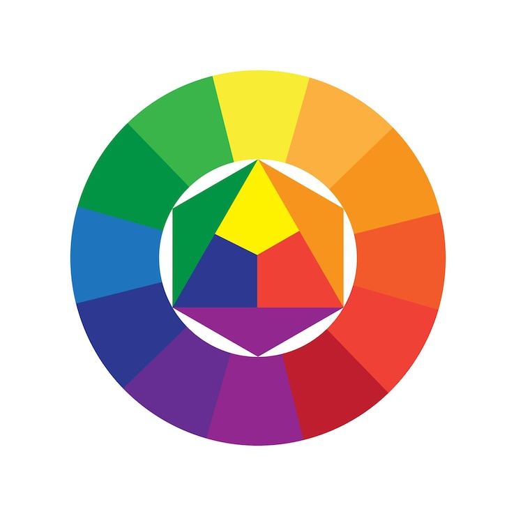 Vector icono de la rueda de colores rueda de espectro completo colores primarios y secundarios gráfico de gradiente circular