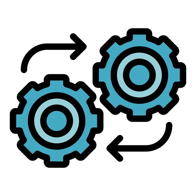 Vector icono de la rueda de engranajes de adaptación contorno del icono vectorial de la ruedas de engrenajes de adaptación color plano aislado