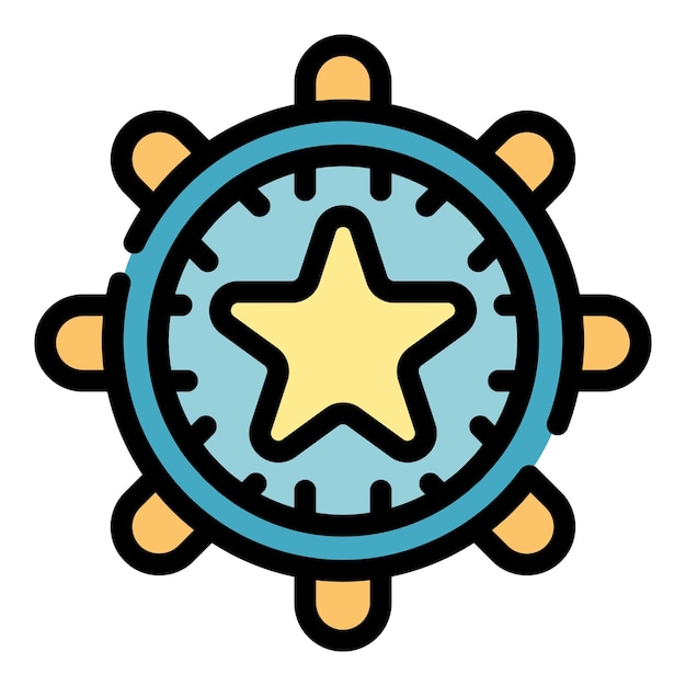 Icono de la rueda de la estrella de la autoestima Contorno del icono vectorial de la Rueda de la Estrella de la Autoestima Color plano aislado