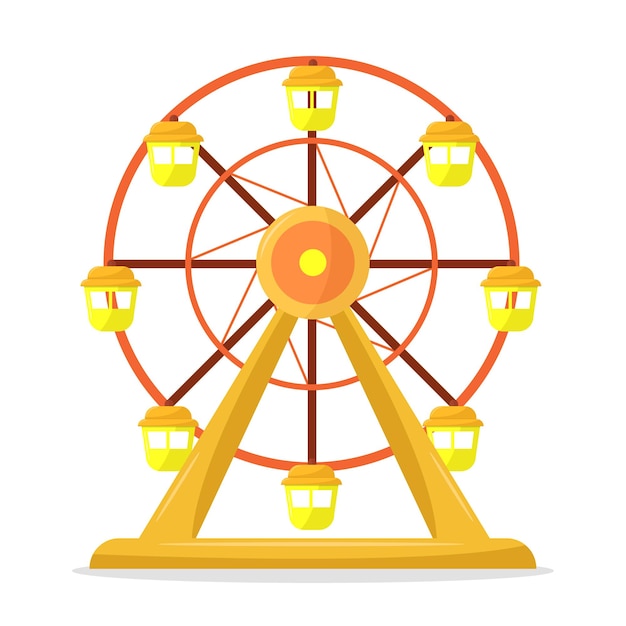 Icono de la rueda gigante sobre fondo blanco Atracción parque de atracciones Concepto de ocio y recreación