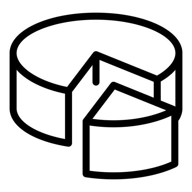 Icono de rueda y rebanada de queso Contorno de rueda de queso y icono de vector de rebanada para diseño web aislado sobre fondo blanco
