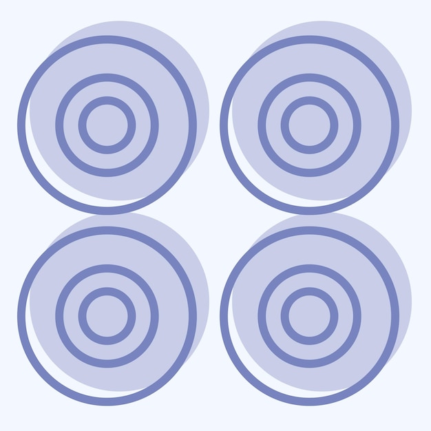 Icono Ruedas relacionadas con el símbolo de patinaje de estilo de dos tonos ilustración de diseño simple