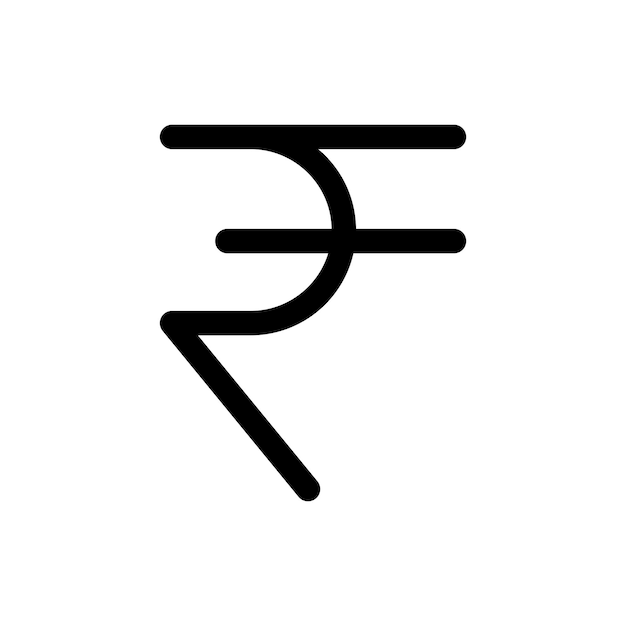 El icono de la rupia india aislado sobre un fondo blanco