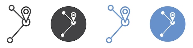 Icono de ruta Arte plano en blanco y negro aislado