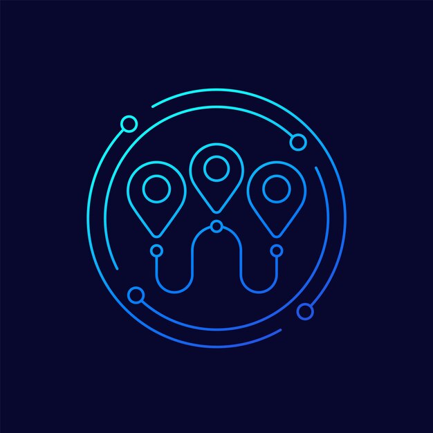 Icono de ruta, diseño de vector de línea