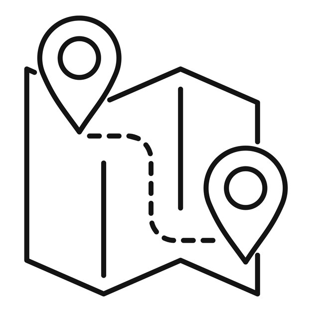 Icono de ruta de mapa de papel Icono de vector de ruta de mapa de papel de esquema para diseño web aislado sobre fondo blanco