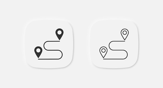 Vector Ícono de ruta del mapa símbolo de ruta del gps señales de viaje símbolos de mapa de carreteras distancia iconos de inicio y finalización de pin geográfico signo aislado vectorial