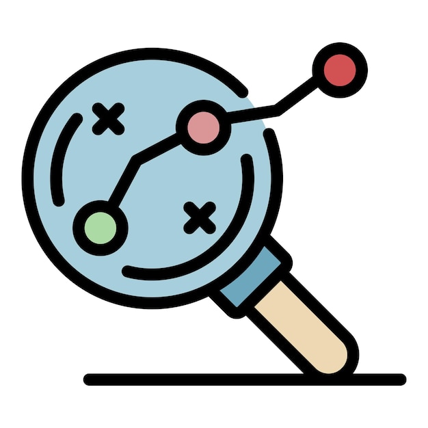 Icono de la ruta de la meta de la lupa Contorno del icono de la ruta del objetivo de la lupa Vector de color plano aislado