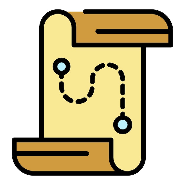 Icono de ruta objetivo Contorno de ruta objetivo Icono vectorial de color plano aislado