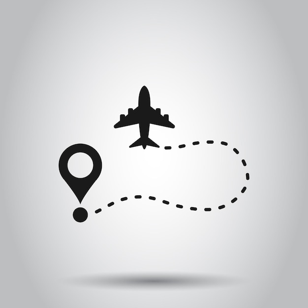 Icono de la ruta de vuelo del avión en estilo transparente Ilustración vectorial de la trayectoria de la línea de viaje en un fondo aislado Concepto de negocio de rastreo de la línea Dash