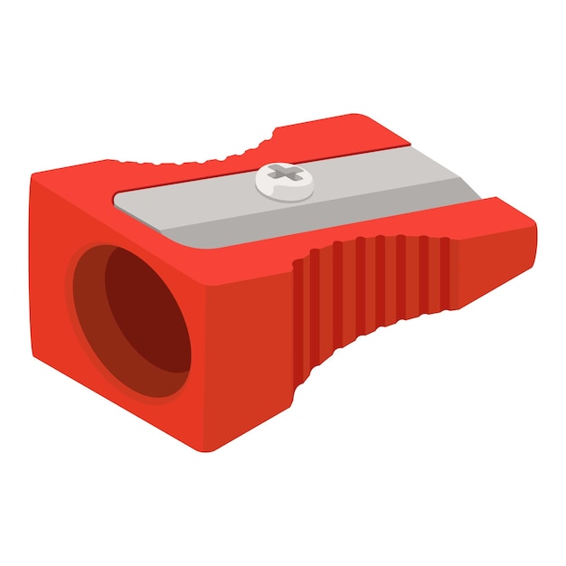 Icono de sacapuntas rojo Isométrico del icono de vector de sacapuntas rojo para diseño web aislado sobre fondo blanco