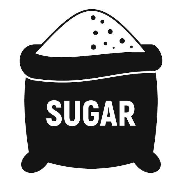 Icono de saco de azúcar abierto Ilustración simple del icono de vector de saco de azúcar abierto para diseño web aislado sobre fondo blanco