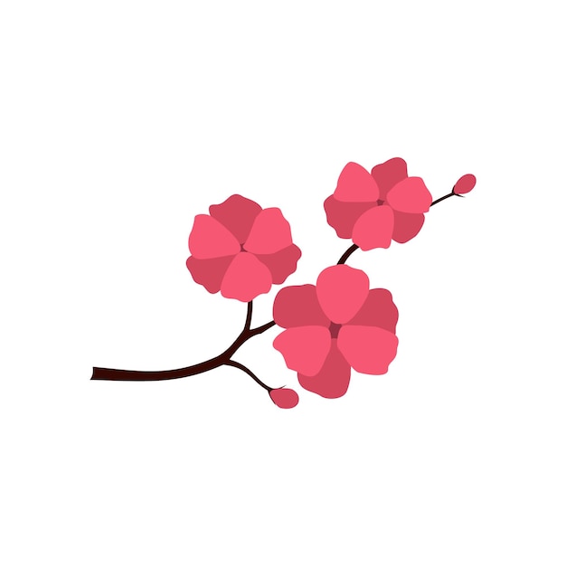 Icono de Sakura en estilo plano aislado sobre fondo blanco