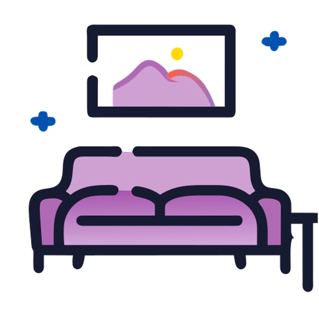 icono de la sala de estar línea rota