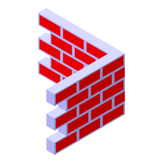 Icono de sala de pared de ladrillo vector isométrico Construcción de pila Casa de piedra