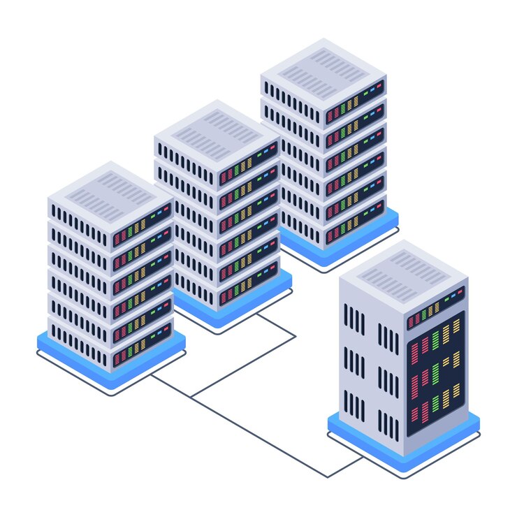 Vector un icono de sala de servidores en diseño isométrico descarga premium