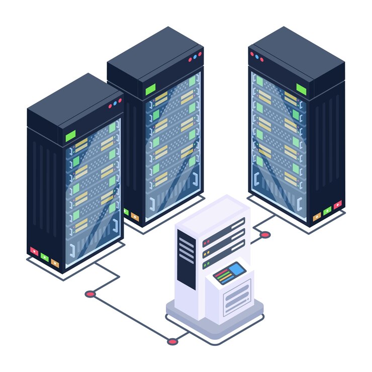 Vector un icono de sala de servidores en diseño isométrico descarga premium