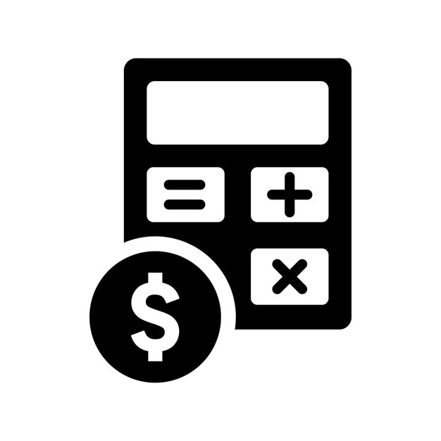 Ícono del saldo de la cuenta de cálculo financiero Gráficos vectoriales en negro