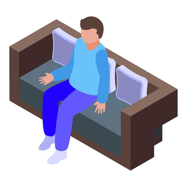 Icono de salón de sofá de hombre Isométrico de icono de vector de salón de sofá de hombre para diseño web aislado sobre fondo blanco