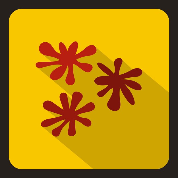 El icono de salpicaduras de pintura roja en estilo plano en una ilustración vectorial de fondo amarillo