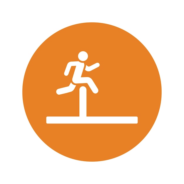 El icono de salto desafiante del vector de color naranja EPS