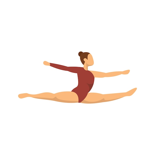 Icono de salto de gimnasia de niña Ilustración plana de icono de vector de salto de gimnasia de niña para diseño web