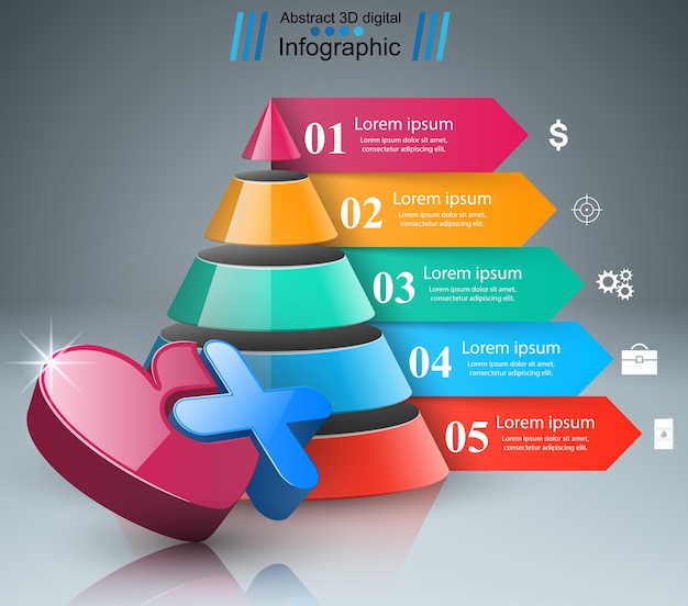 Ícono de salud infografía médica 3d.