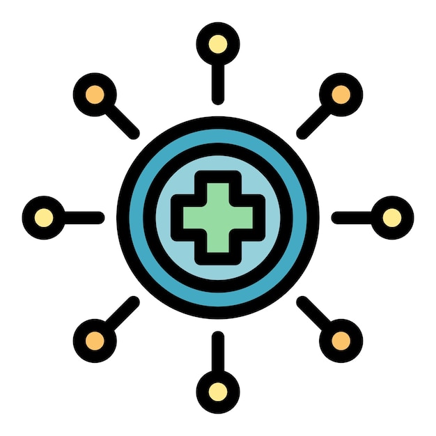 Icono de salud en línea Contorno de icono de vector de salud en línea color plano aislado
