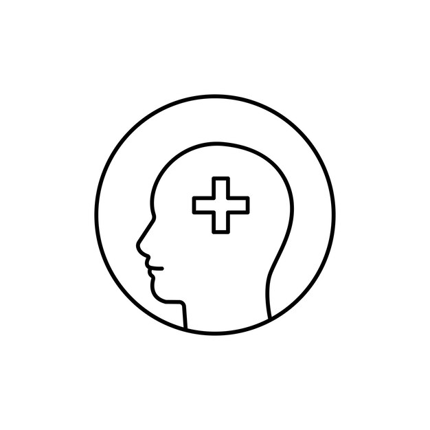 icono de salud mental como cabeza de línea delgada con línea transversal plana tendencia simple logotipo moderno elemento de diseño gráfico aislado en fondo blanco concepto de