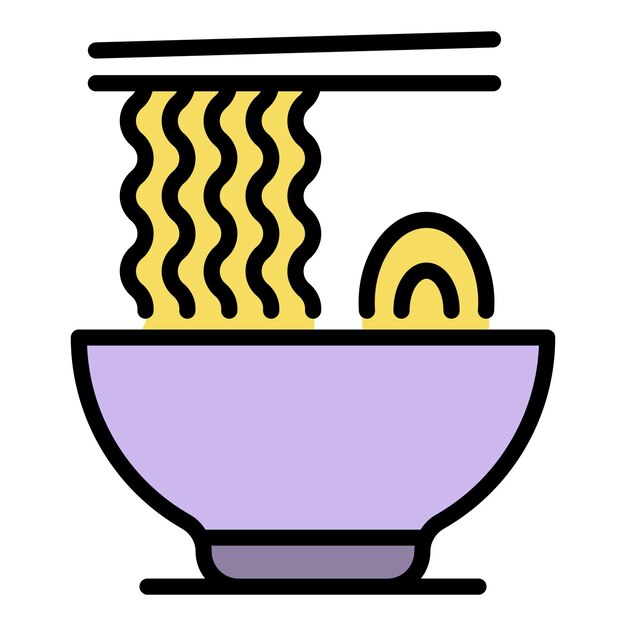 El icono de samurai ramen El contorno del icono vectorial de samurais ramen El color es plano y aislado