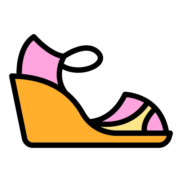 El icono de las sandalias retro Contorno de las sandálias retro icono vectorial color plano aislado