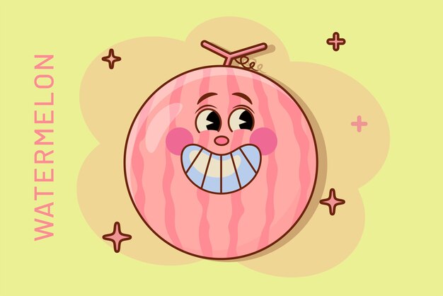 icono de sandía de dibujos animados en estilo cómico frutos concepto ilustración comida naturaleza icono de negocio logotipo