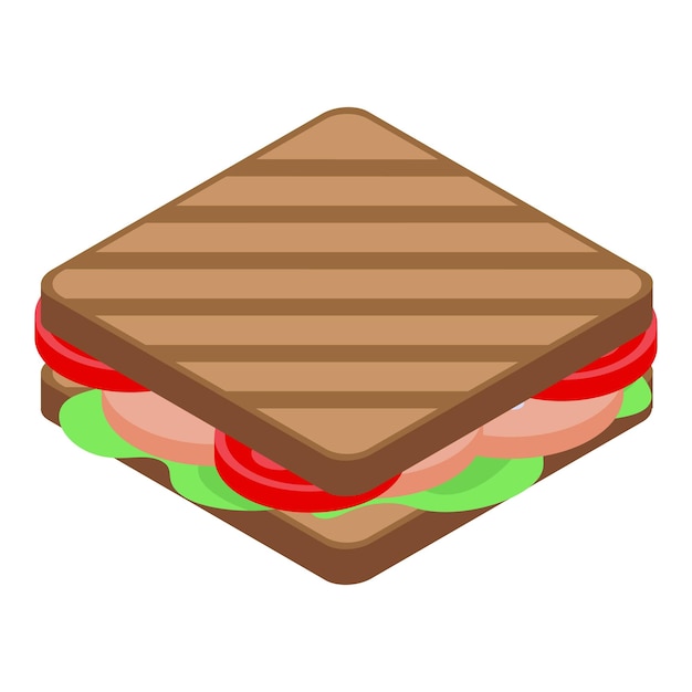 Icono de sándwich de desayuno saludable Isométrico de icono de vector de sándwich de desayuno saludable para diseño web aislado sobre fondo blanco