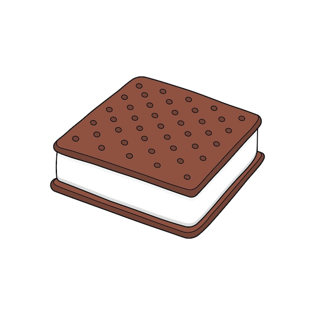 Icono de sándwich de helado Ilustración vectorial de dibujos animados aislado en fondo blanco