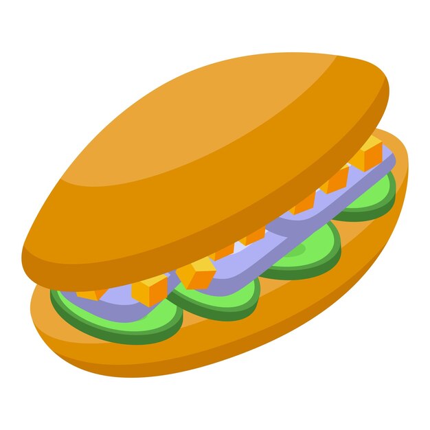 Vector icono de sándwich vegano vector isométrico cultura comida proteína de viaje