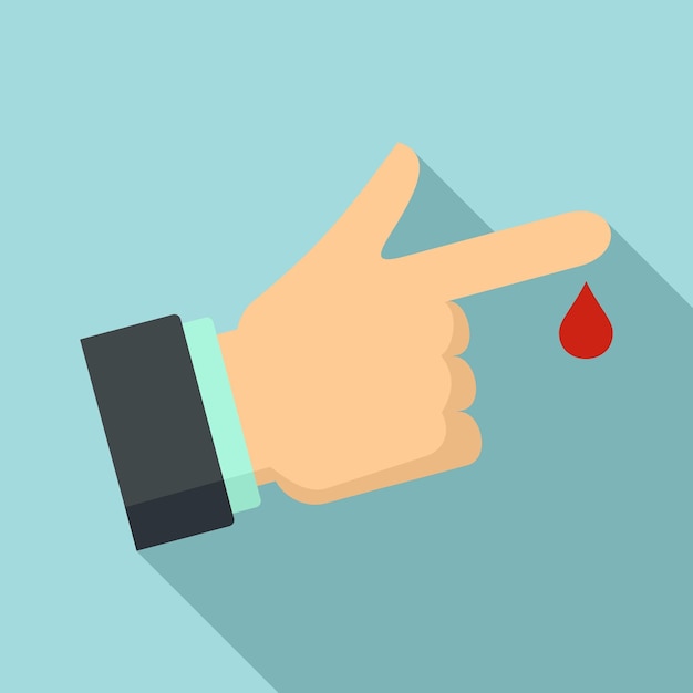 Icono de sangre con gota de dedo Ilustración plana del icono de vector de sangre con gota de dedo para diseño web