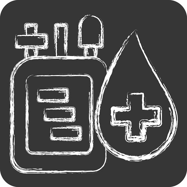 Icono Sangre relacionada con la donación de sangre Símbolo de tiza Estilo diseño sencillo ilustrado editable