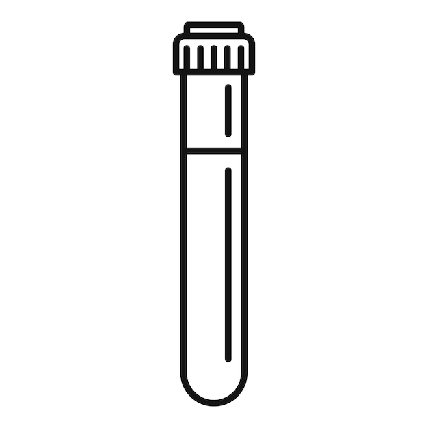 Icono de sangre del tubo de ensayo Icono de vector de sangre del tubo de ensayo de esquema para diseño web aislado sobre fondo blanco